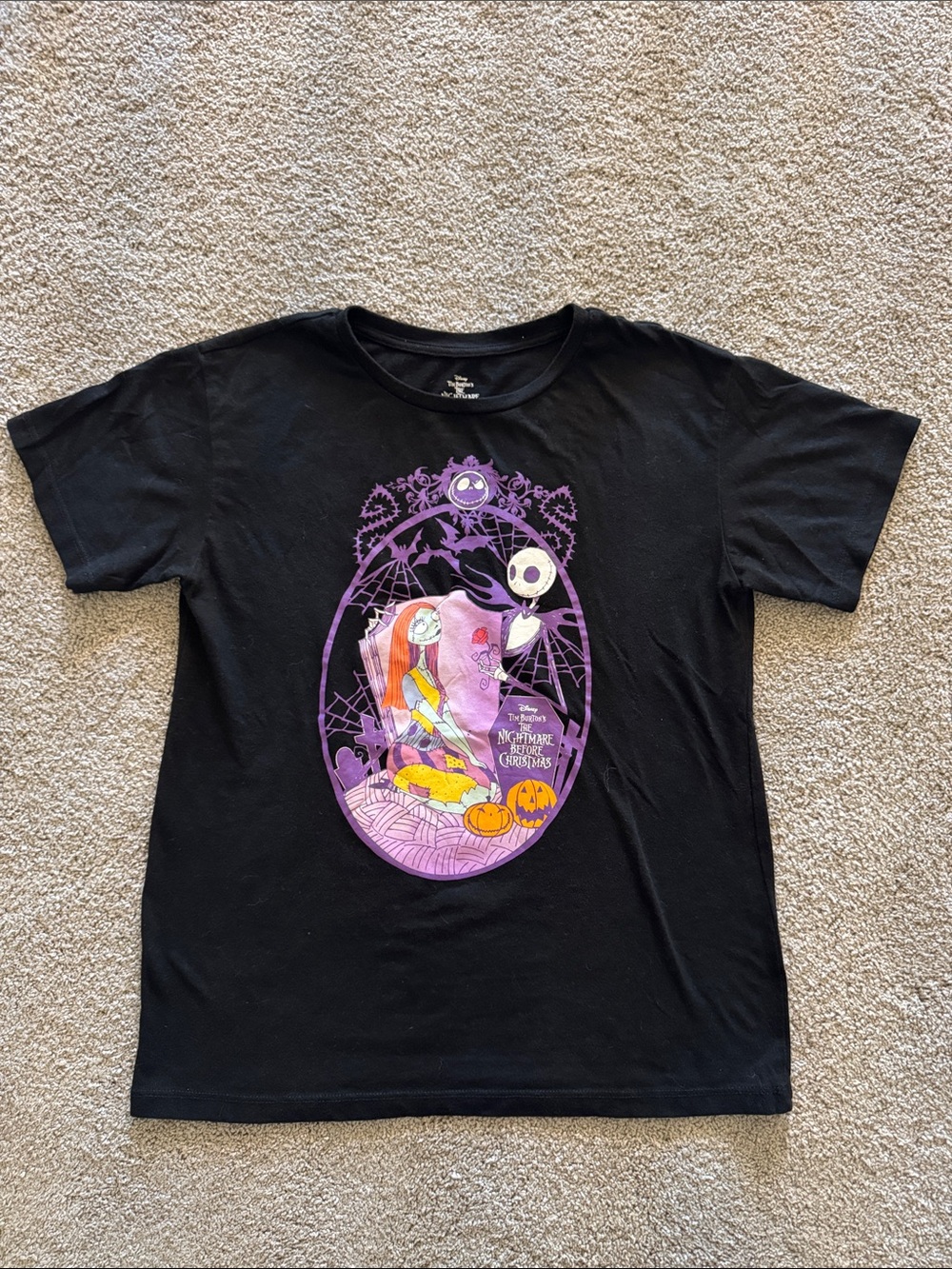 Disney The Nightmare Before Christmas Black Kids Graphic T-Shirt - Purple Print